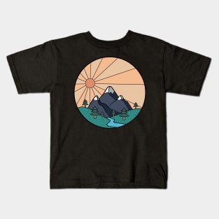 Mountains and Sun Funny Design Kids T-Shirt